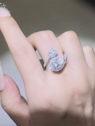2 Carat Moissanite 925 Sterling Silver Bypass Ring Design