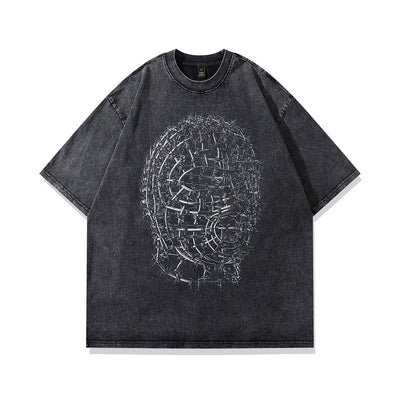 Retro Washed Cotton Hip Hop Tee for Men Trendy Style