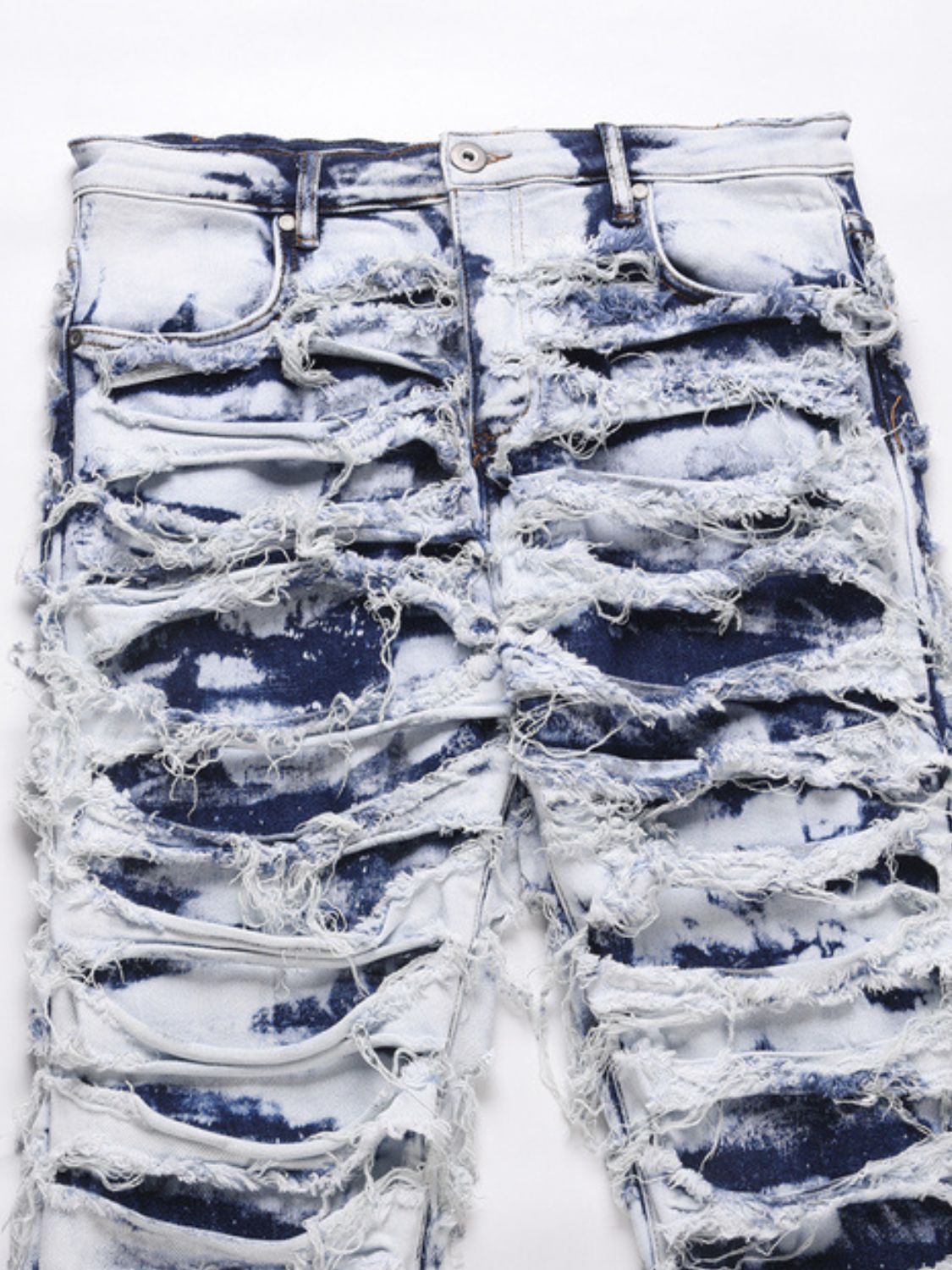 Men's Distressed Raw Hem Straight Jeans for Casual Style