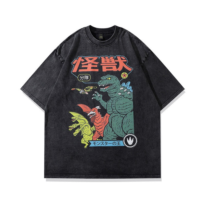 Retro Washed Cotton Hip Hop Tee for Men Trendy Style