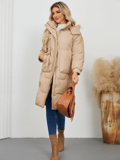 Long Sleeve Longline Hooded Winter Coat for Women Stylish