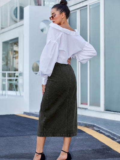 Classic Button Front Denim Skirt for Timeless Style