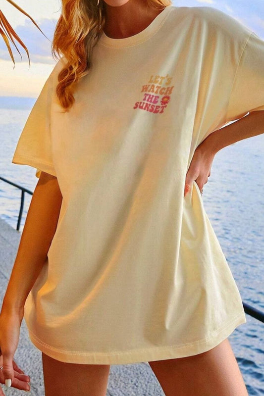 SUNSET VIBES Round Neck T-Shirt for Effortless Style