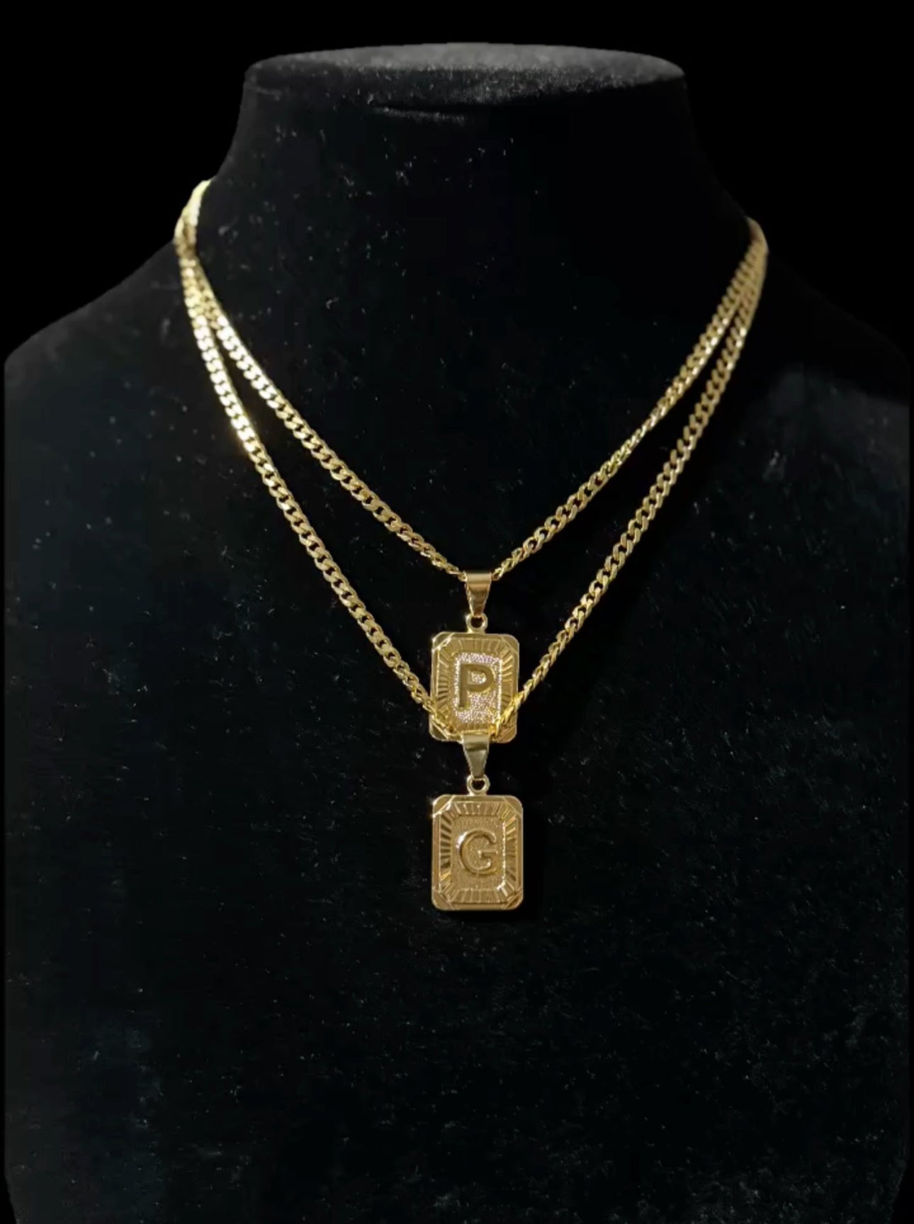 Stainless Steel Initial Cuban Necklace Personalized Monogram Pendant On Cuban Link Chain For Men Women