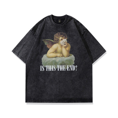 Retro Washed Cotton Hip Hop Tee for Men Trendy Style
