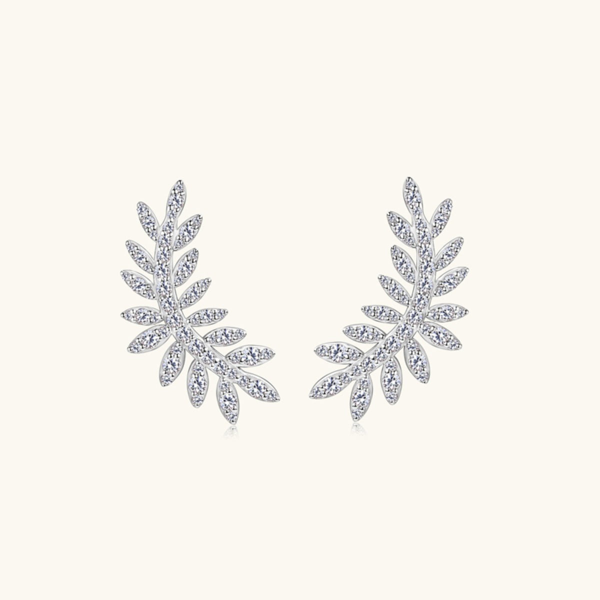 Moissanite 925 Sterling Silver Leaf Shape Stud Earrings Elegant