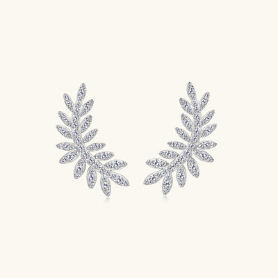 Moissanite 925 Sterling Silver Leaf Shape Stud Earrings Elegant