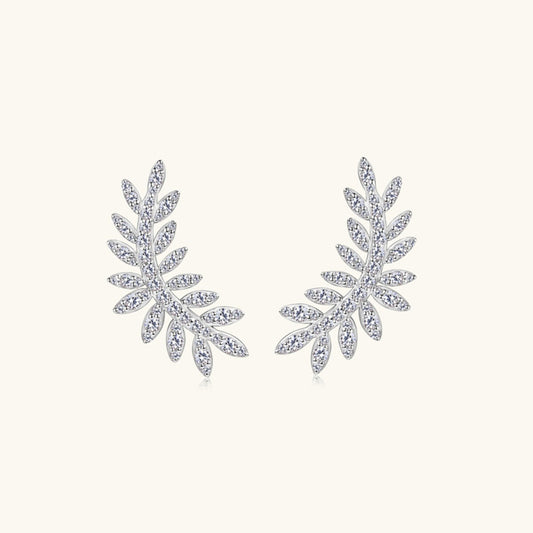 Moissanite 925 Sterling Silver Leaf Shape Stud Earrings Elegant