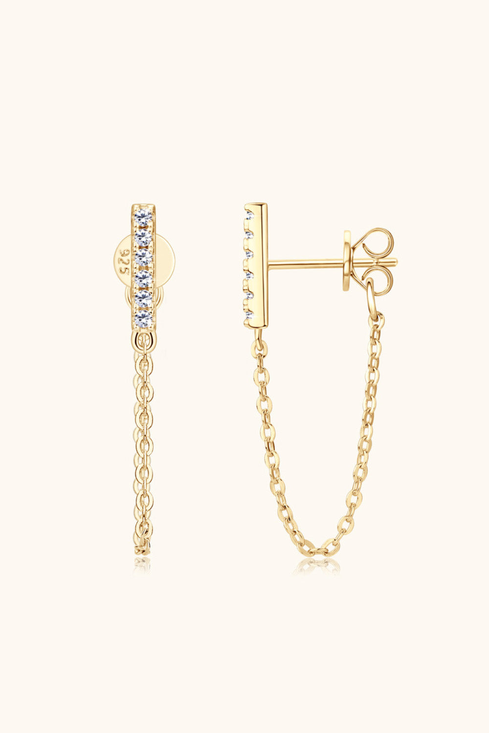 Moissanite 925 Sterling Silver Connected Earrings for Elegance
