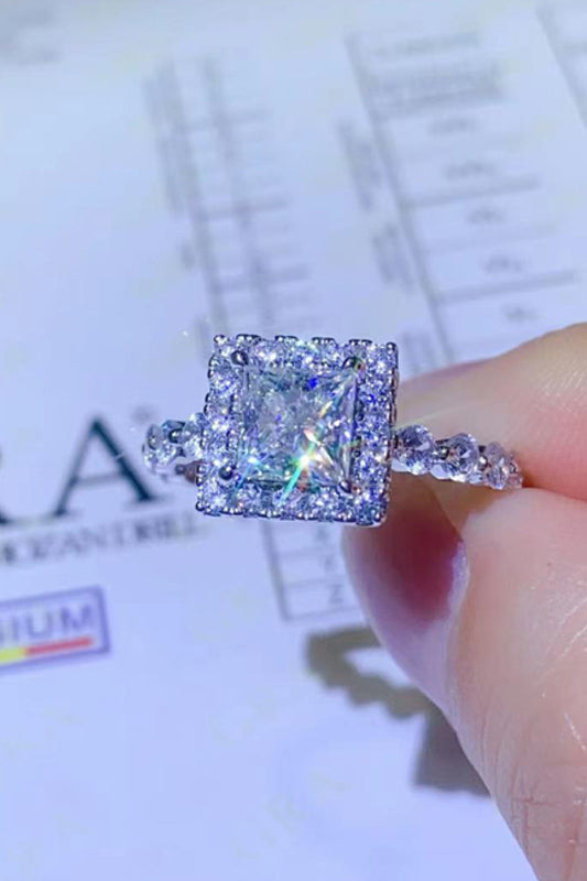 Adored 1 Carat Moissanite Square Ring in Sterling Silver