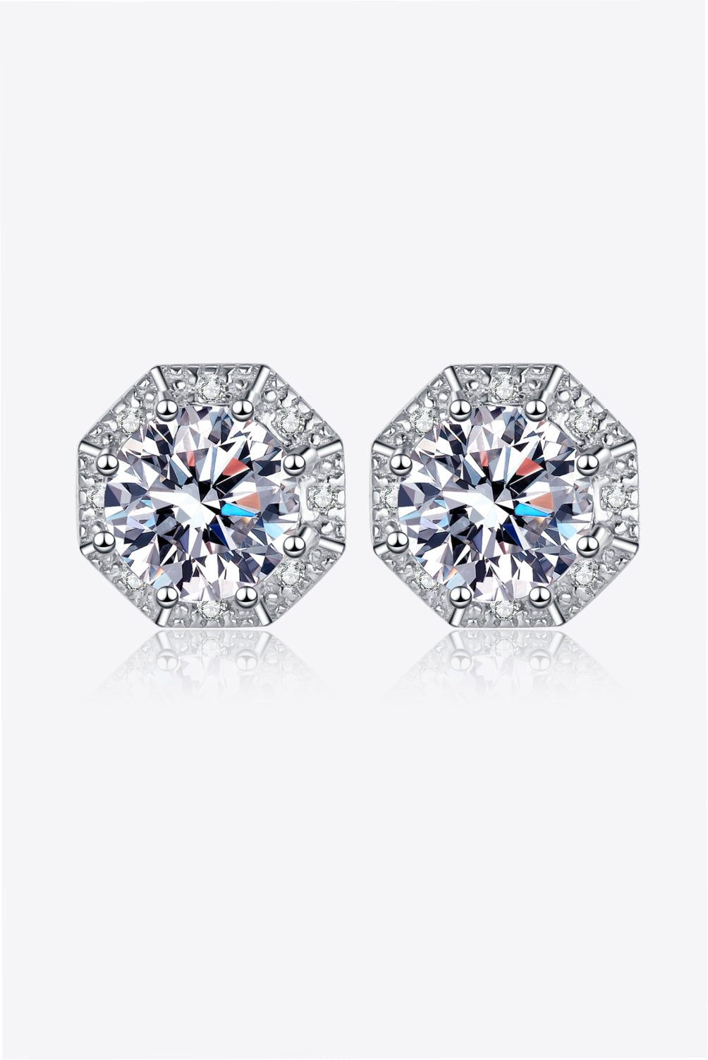 2 Carat Moissanite 925 Sterling Silver Stud Earrings Set