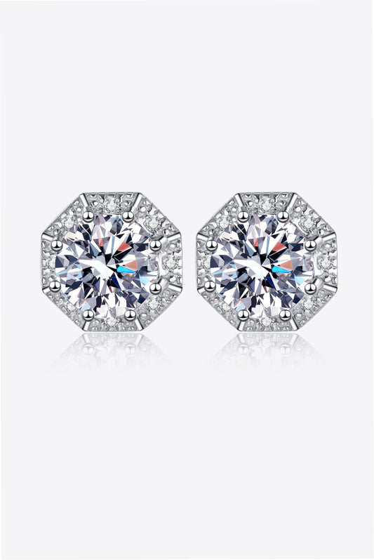 2 Carat Moissanite 925 Sterling Silver Stud Earrings Set
