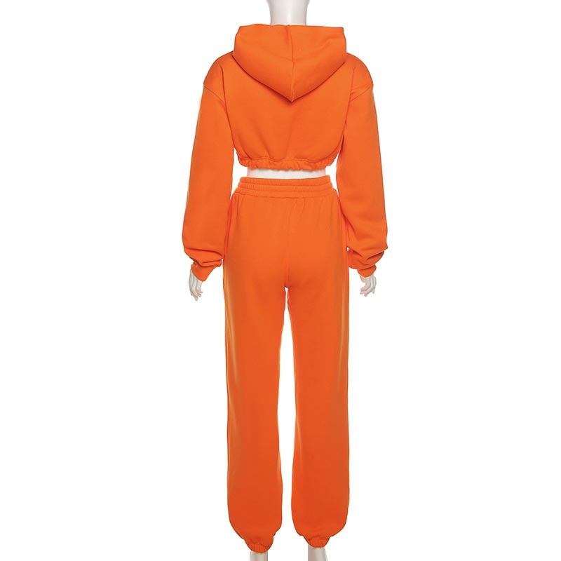 Chic Women’s Casual Solid Tracksuit Set for Autumn and Winter - Stylish Hoodie and Trouser Combo