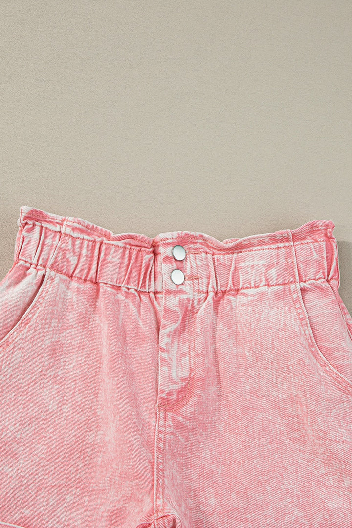 Chic High-Waisted Denim Paperbag Shorts