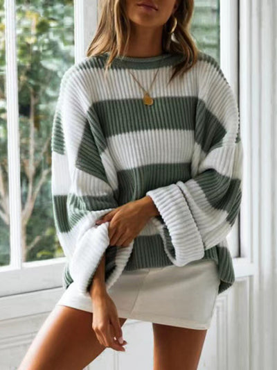 Round Neck Long Sleeve Sweater for Women Casual Style