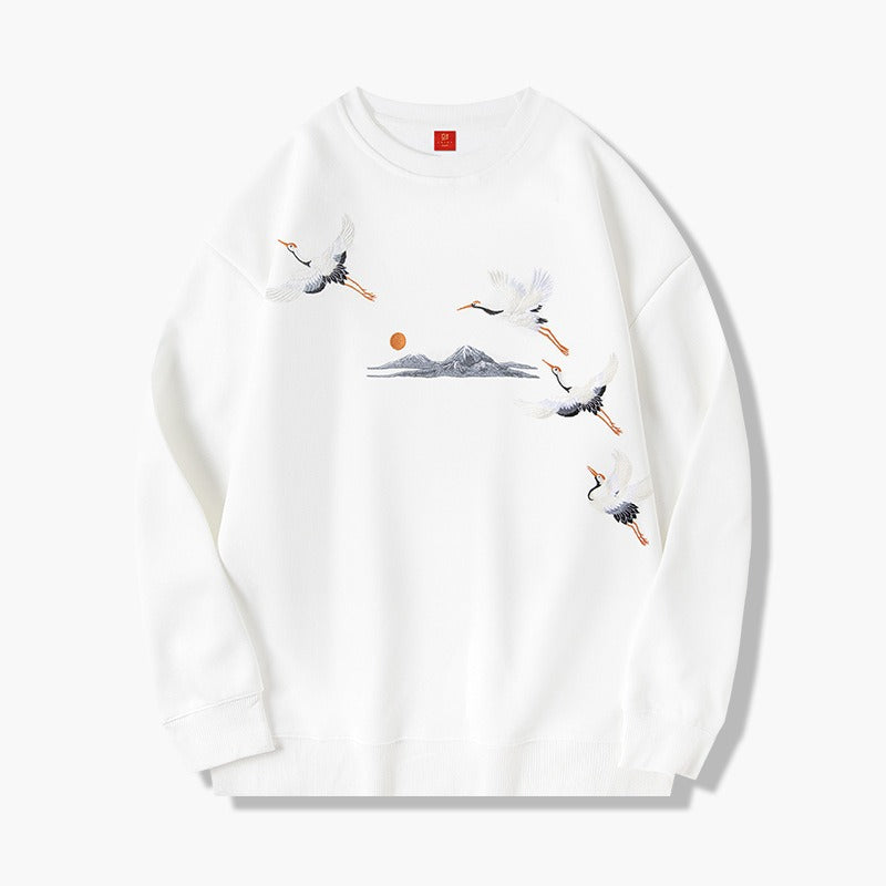 Men's Trendy Embroidered Round Neck Pullover Urban Hip Hop Sweatshirt