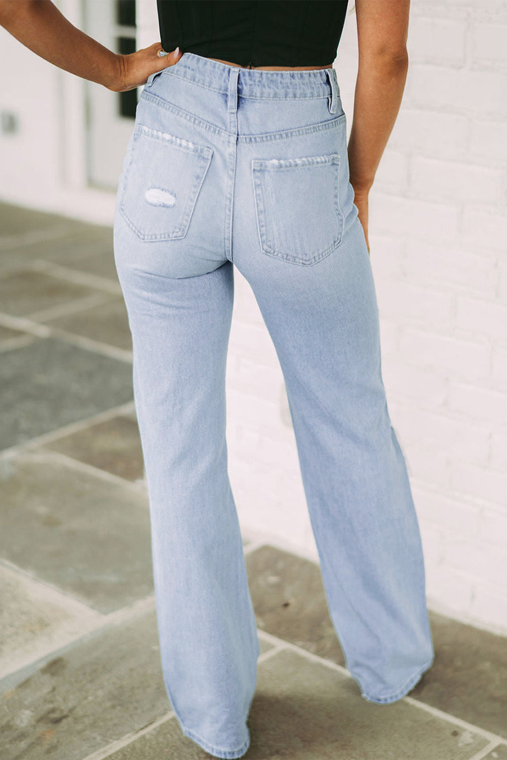 Chic Distressed High Rise Denim Jeans