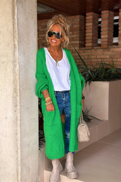 Letter Dropped Shoulder Long Sleeve Cardigan for Women