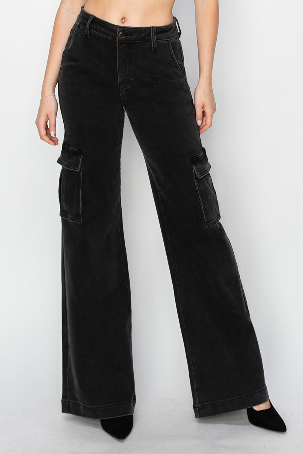 High-Rise Wide Leg Cargo Jeans for Full Sizes