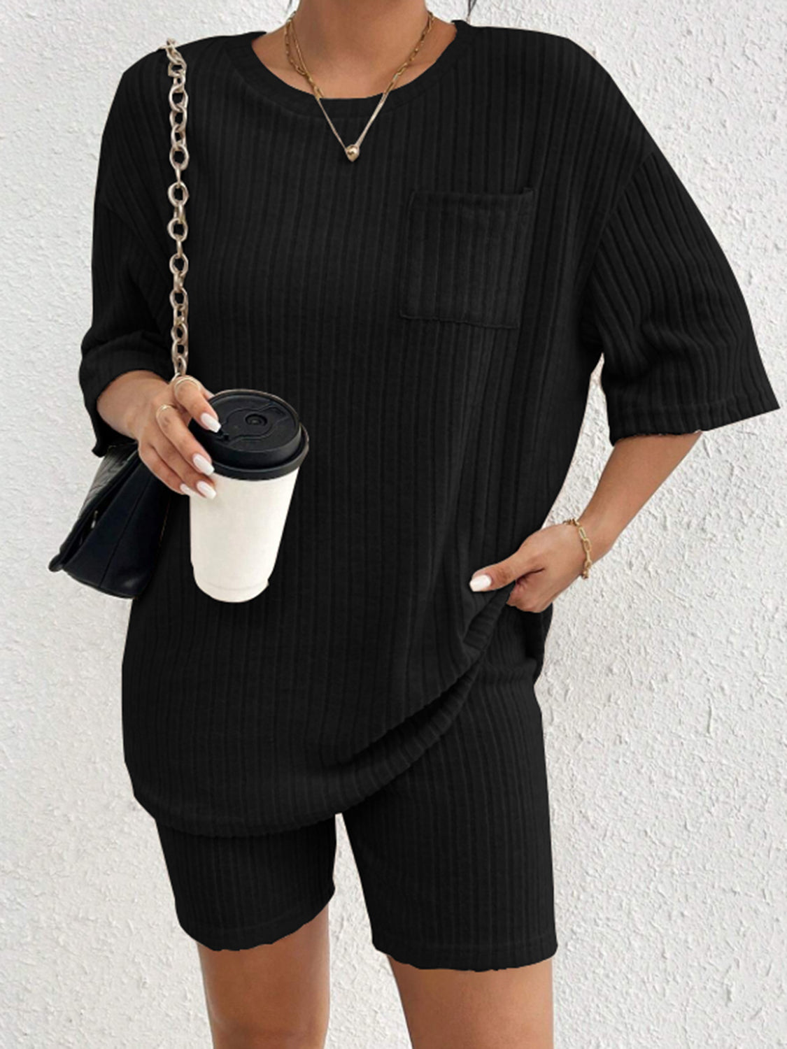 Ribbed Lounge Set: Stylish Top and Shorts for Comfort