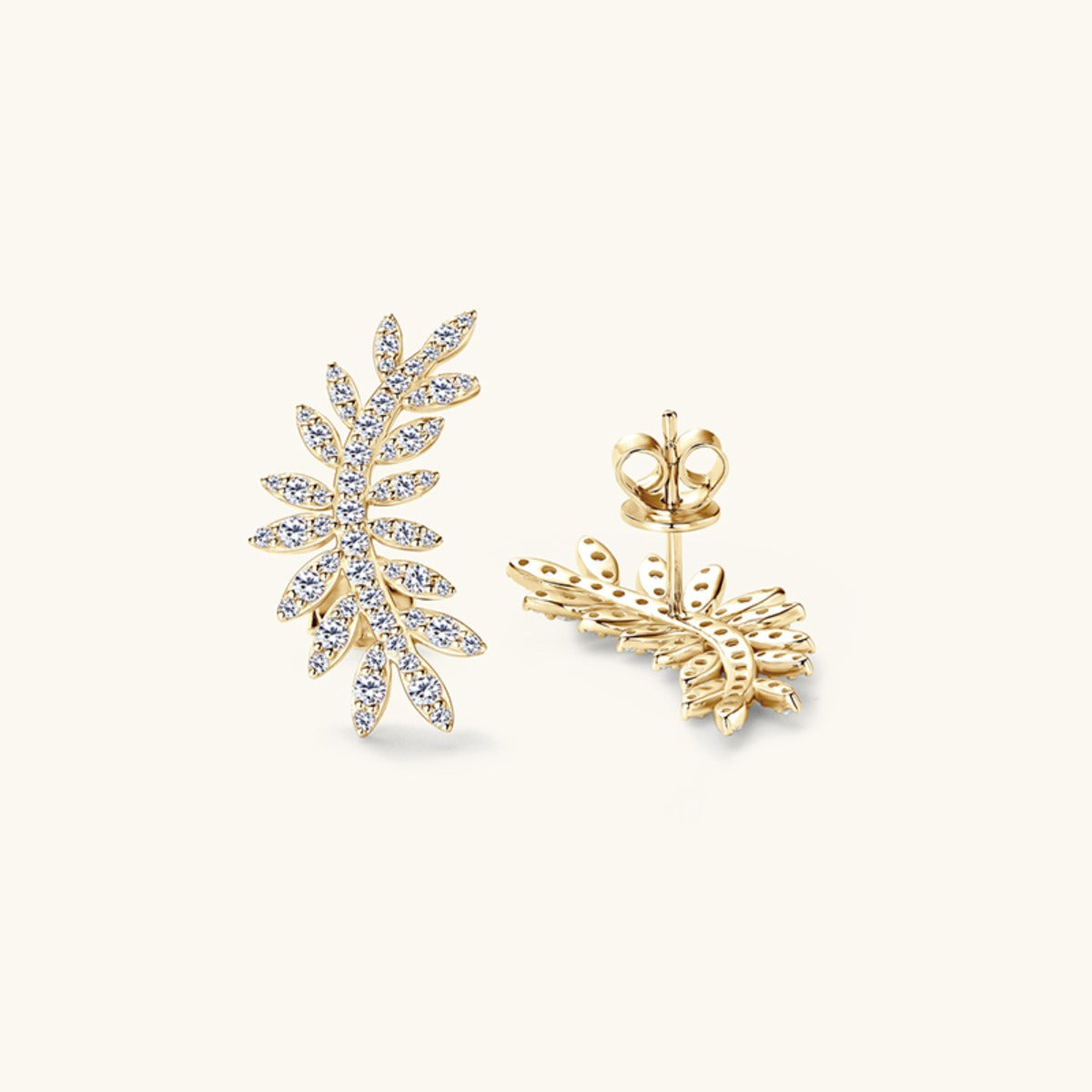 Moissanite 925 Sterling Silver Leaf Shape Stud Earrings Elegant