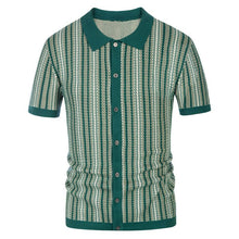 Elegant Ice Cool Silk Striped Jacquard Polo Shirt for Men