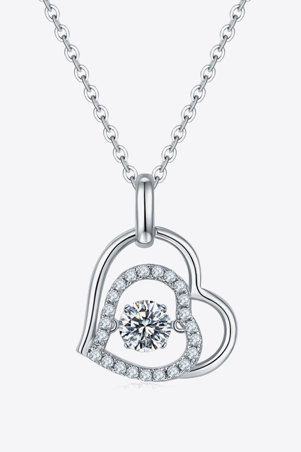 Moissanite Heart Pendant Necklace in Sterling Silver Elegance