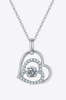 Moissanite Heart Pendant Necklace in Sterling Silver Elegance