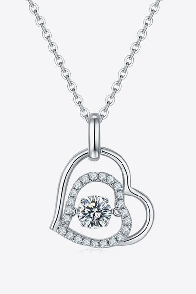 Moissanite Heart Pendant Necklace in Sterling Silver Elegance