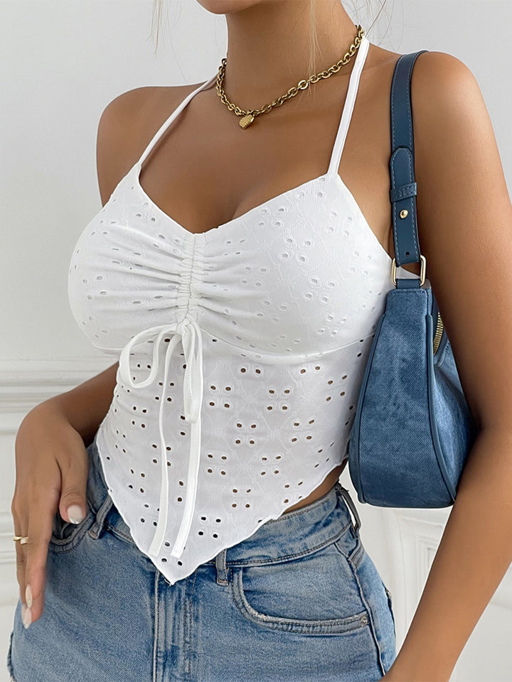 Elegant Eyelet Halter Cami Top