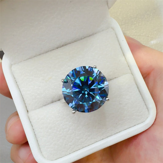 10 Carat 925 Sterling Silver Moissanite Ring for Women