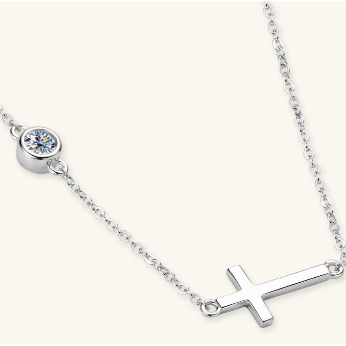 Cross 925 Sterling Silver Moissanite Necklace for Women