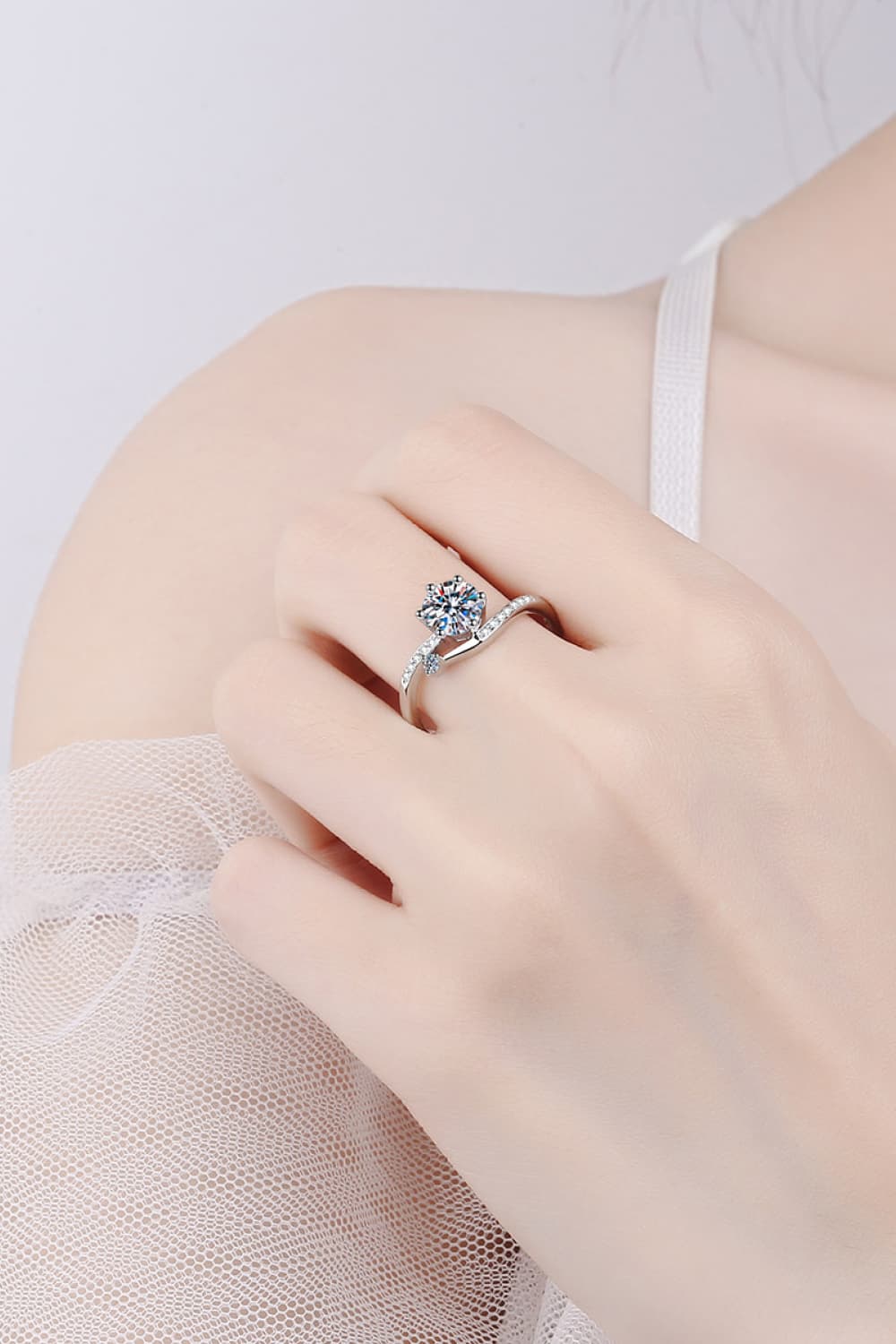 1 Carat Moissanite 925 Sterling Silver Bypass Ring Elegance