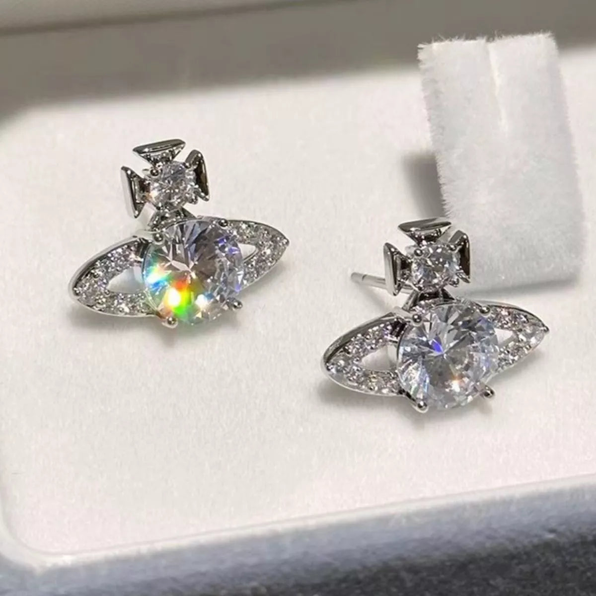 2 Carat Moissanite 925 Sterling Silver Planet Earrings