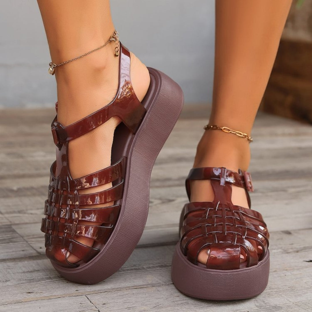 Plastic Woven Platform Sandals