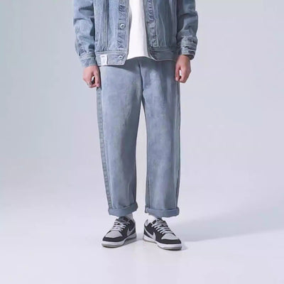 Men's Casual Loose-Fit Straight Leg Jeans in Washed Colors
