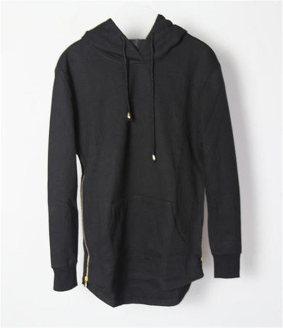 Vintage Loose-Fit Zipper Hoodie for Men - Soft Cotton Sweatshirt with Extended Sleeves