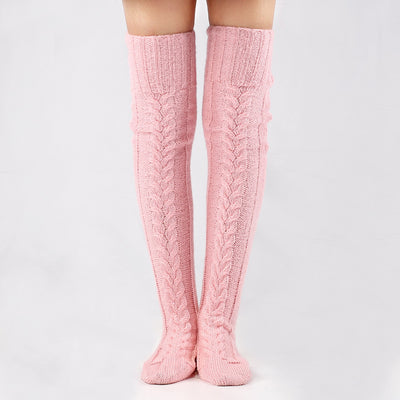Knee-High Knit Stockings for Women Cozy Wool Pile Winter Wear