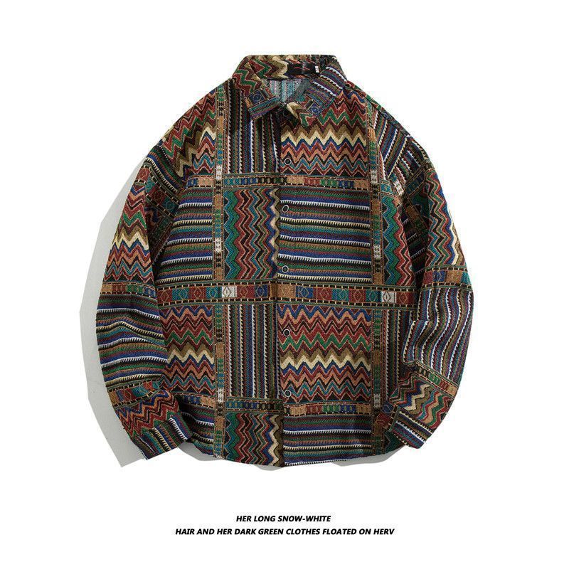Vibrant Harajuku Long Sleeve Casual Shirt for Men Spring Fashion