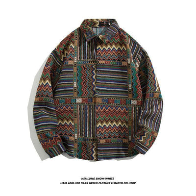 Vibrant Harajuku Long Sleeve Casual Shirt for Men Spring Fashion