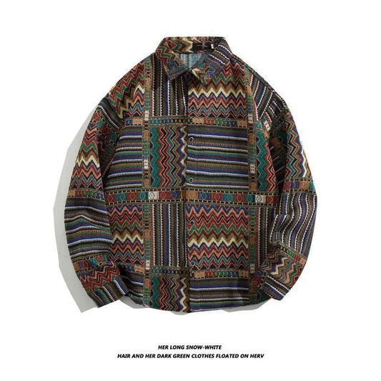Vibrant Harajuku Long Sleeve Casual Shirt for Men Spring Fashion