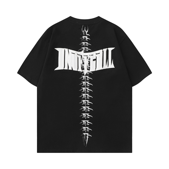 Embroidered Skeleton Graphic Tee for Men Trendy Style