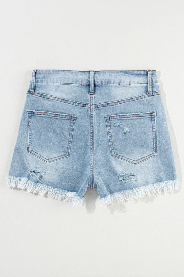 Rebellious Raw Hem Distressed Denim Shorts