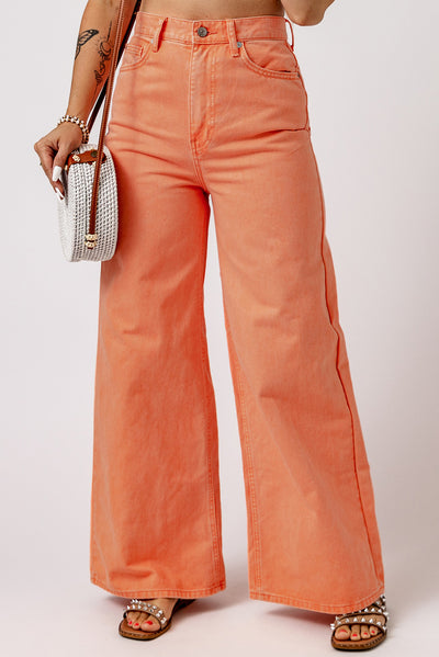 Trendy High Waist Wide Leg Denim Pants