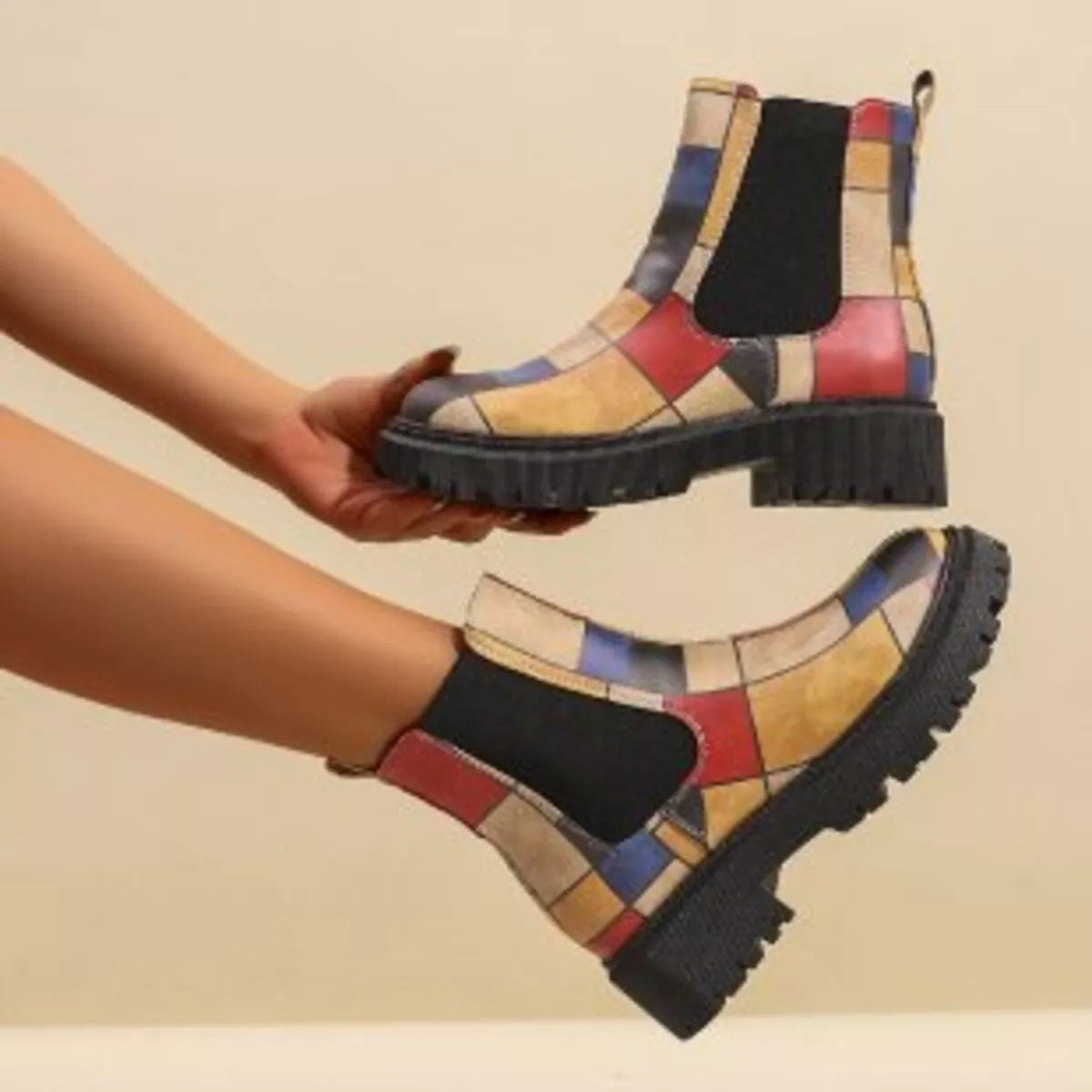 Round Toe Chunky Heel Ankle Boots