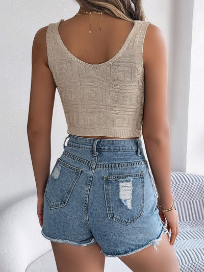 Chic Twisted V-Neck Knit Sweater Vest for Effortless Style