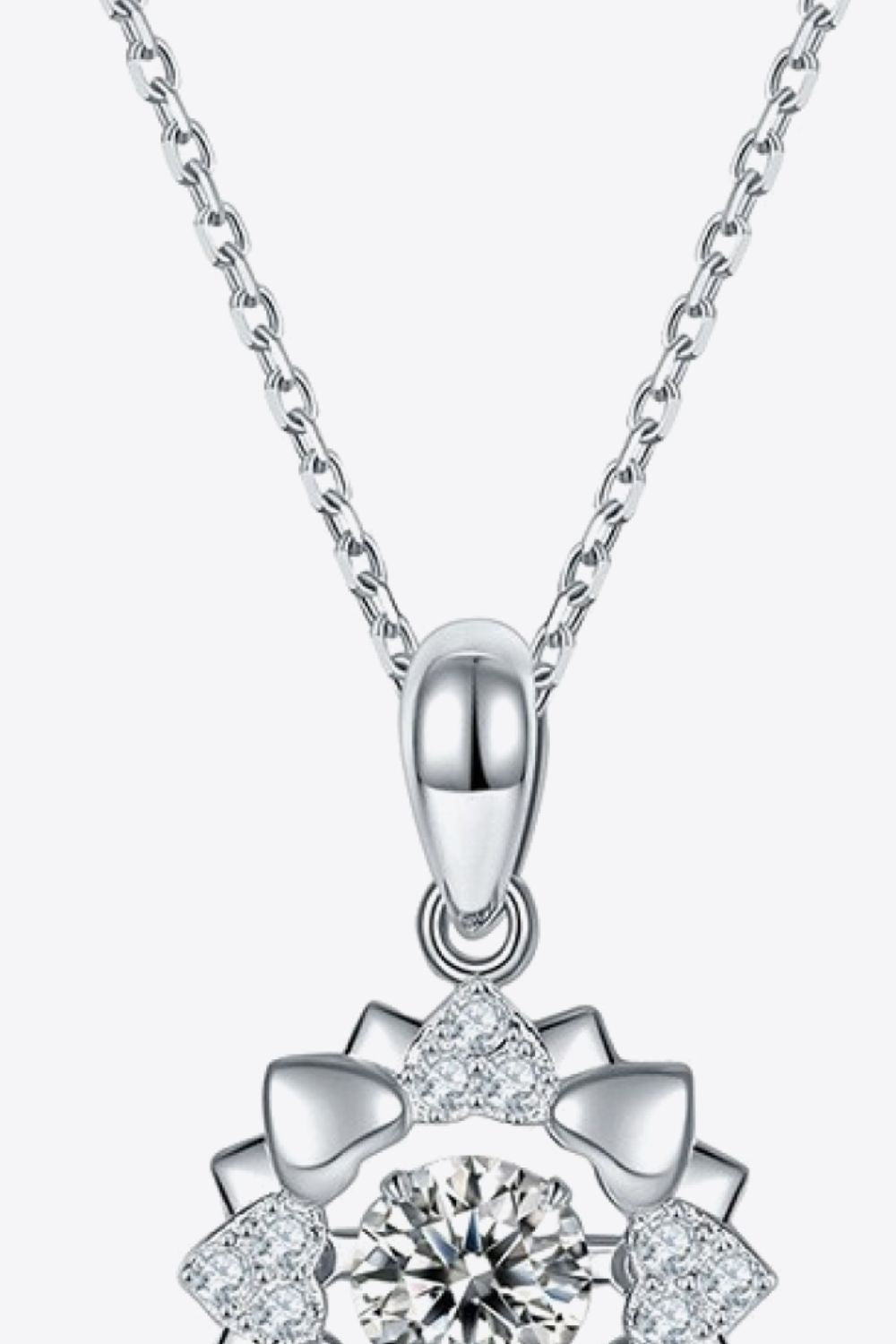 Moissanite Flower Shape Pendant Necklace in Sterling Silver