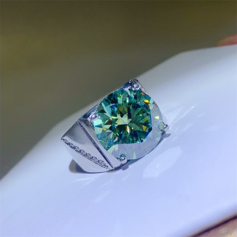 10 Carat Moissanite 925 Sterling Silver Signet Ring Luxury