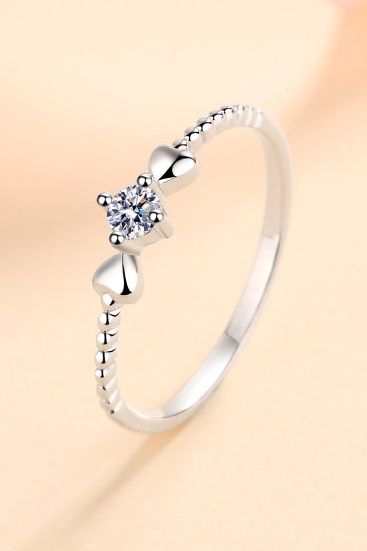 Adored Moissanite Heart 925 Sterling Silver Ring for Her