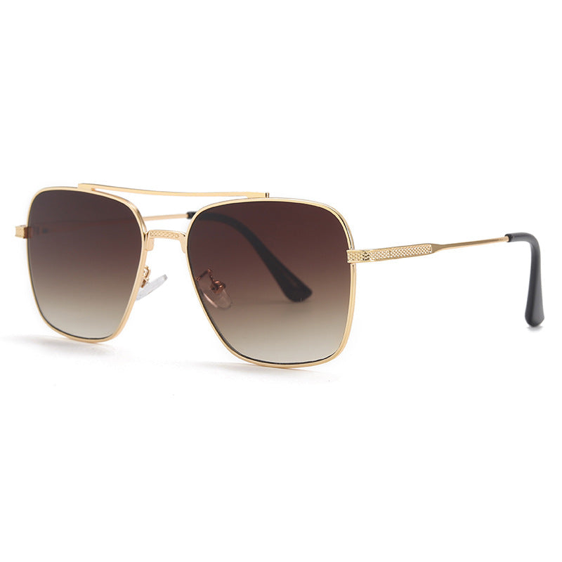 Chic Double Beam Metallic Sunglasses - Retro Style for Men